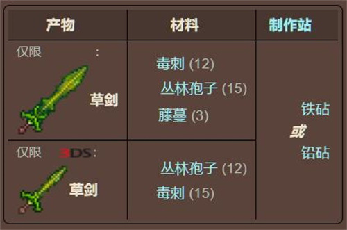 泰拉瑞亚草剑怎么合成 草雉剑制作方法